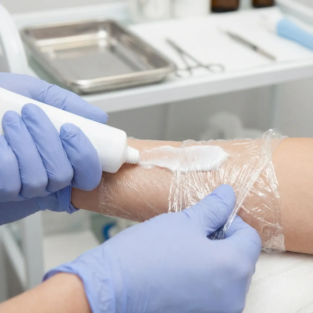 Aplicación correcta de crema anestésica con vendaje oclusivo - tktx