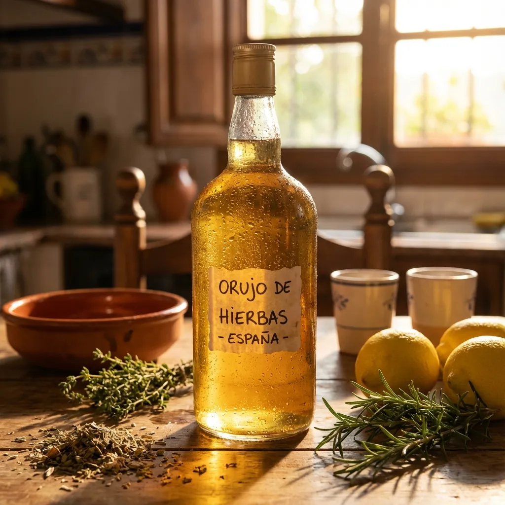 Botella de orujo de hierbas