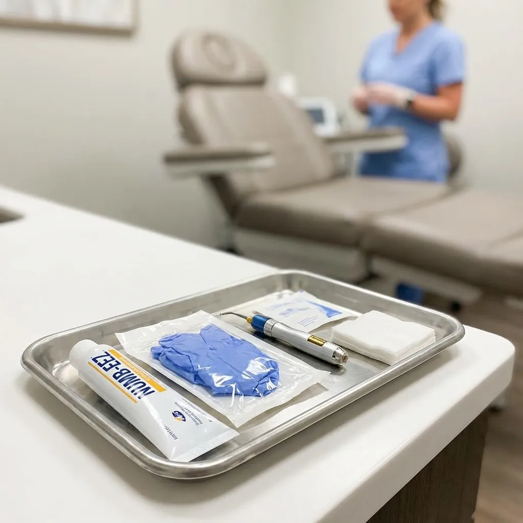 Entorno estético profesional preparado para uso de crema anestésica - tktx